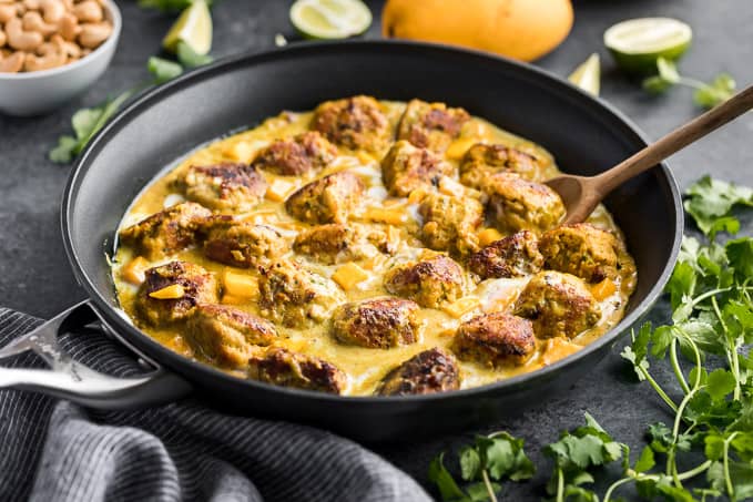 Thai Zucchini Meatballs: Sweet, Savory Mango Coconut Fusion